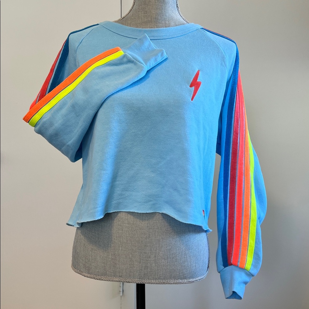 Aviator Nation Classic Cropped Bolt Stitch Crew Sweatshirt US Women’s M